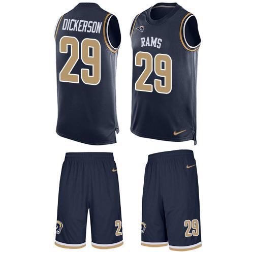 Nike Rams #29 Eric Dickerson Navy Blue Team Color Men's Stitched NFL Limited Tank Top Suit Jersey